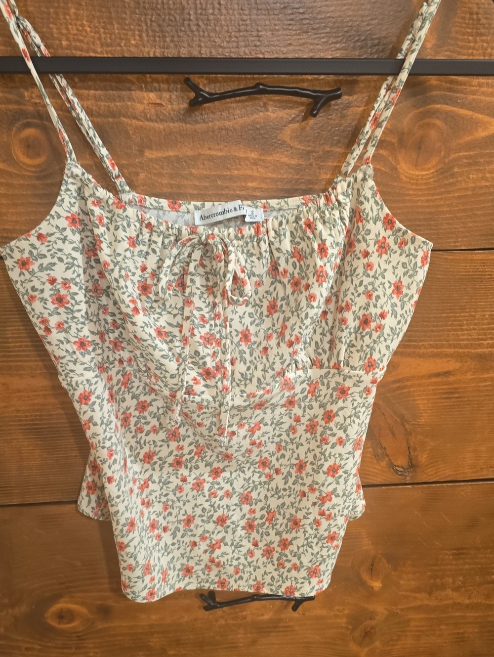 Abercrombie & Fitch Floral Tie Front Cami Size S Y2K Spaghetti Strap Top